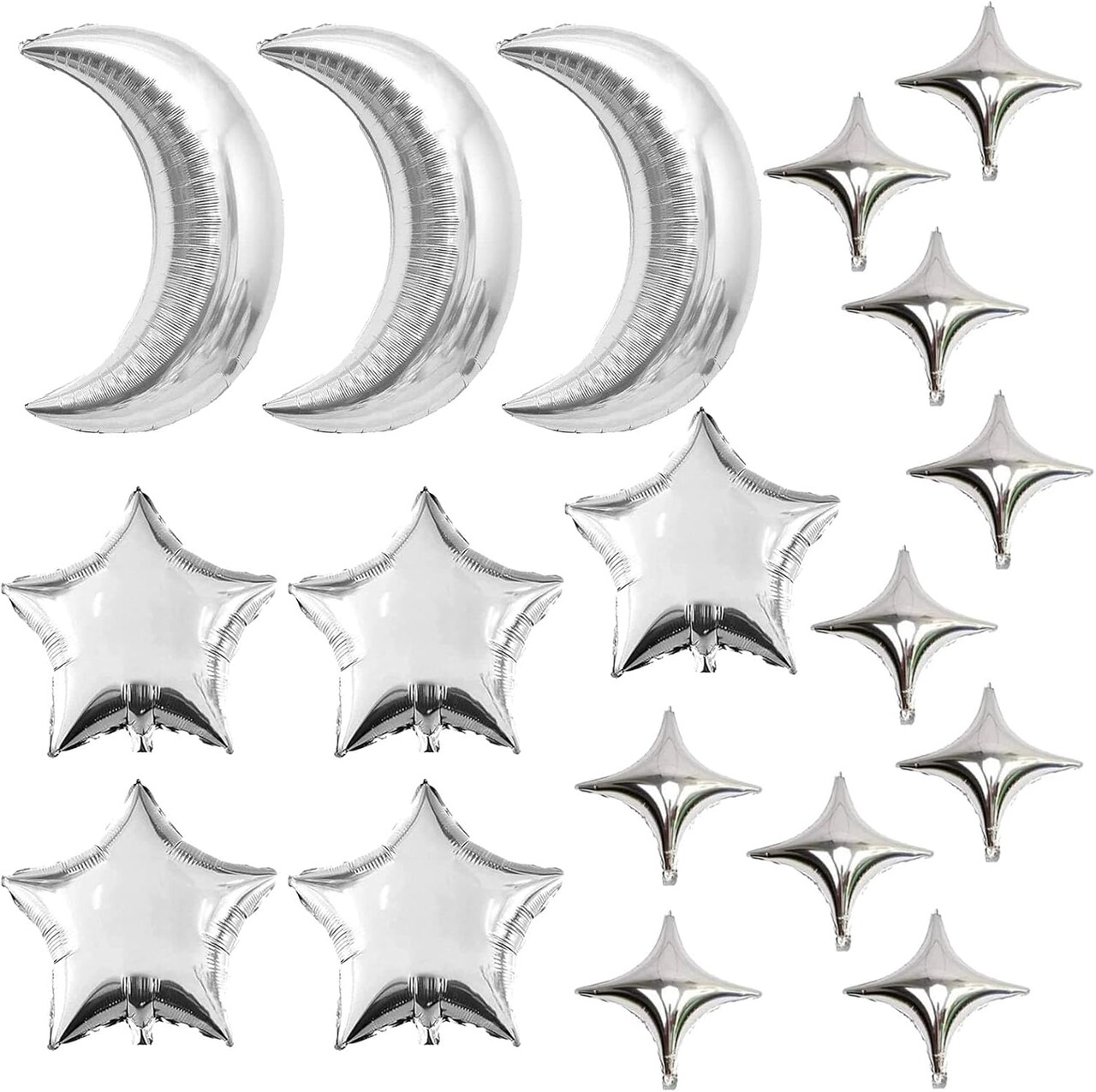 Large Moon & Star Foil Balloon Set – Aluminum Balloons for Baby Showers, Birthdays, Weddings, Graduations, and Anniversary Party Decorations